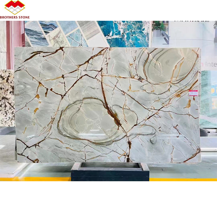 ব্লু রোমা কোয়ার্টজাইট বিগ স্ল্যাব হোটেল অভ্যন্তর প্রাচীর এবং রান্নাঘর countertop জন্য উপযুক্ত