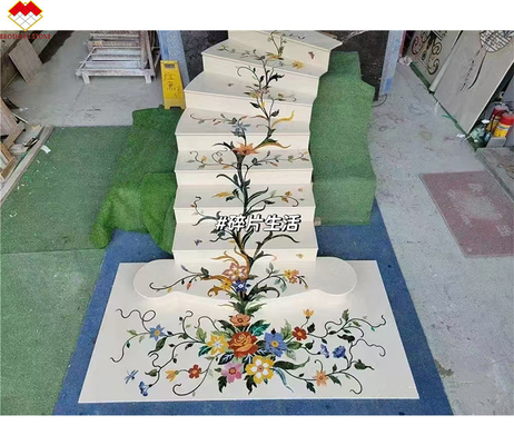 আধুনিক ডিজাইন স্টাইল অ্যান্টি-স্লিপ বেজ মার্বেল সিঁড়ি কার্পেট প্রাকৃতিক পাথরের পদক্ষেপের জন্য