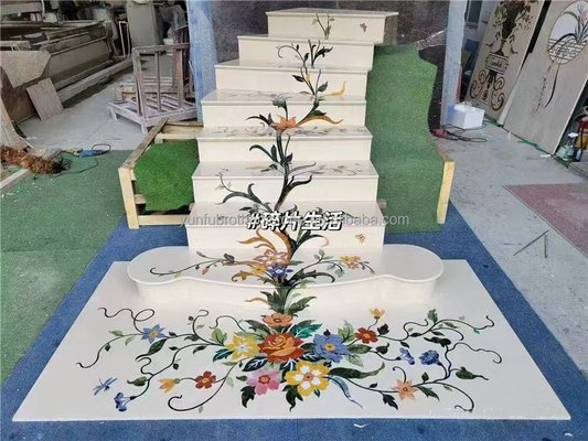 আধুনিক ডিজাইন স্টাইল অ্যান্টি-স্লিপ বেজ মার্বেল সিঁড়ি কার্পেট প্রাকৃতিক পাথরের পদক্ষেপের জন্য