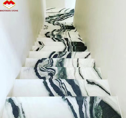 আধুনিক হোটেলের সিঁড়ি ব্রাদার্স পাথর পান্ডা সাদা মার্বেল পদাঙ্ক এবং রাইজার অ্যান্টি স্লিপ