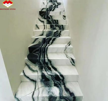 আধুনিক হোটেলের সিঁড়ি ব্রাদার্স পাথর পান্ডা সাদা মার্বেল পদাঙ্ক এবং রাইজার অ্যান্টি স্লিপ