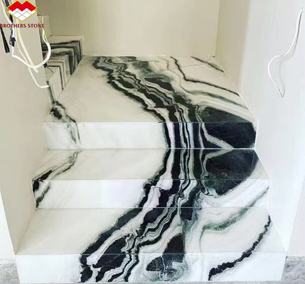 আধুনিক হোটেলের সিঁড়ি ব্রাদার্স পাথর পান্ডা সাদা মার্বেল পদাঙ্ক এবং রাইজার অ্যান্টি স্লিপ