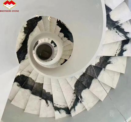 কাস্টম বিলাসিতা পান্ডা সাদা মার্বেল সিঁড়ি সোজা সিঁড়ি নকশা জন্য প্রাকৃতিক পাথর