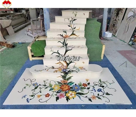 প্রাকৃতিক পাথরের সিঁড়ি অপরিহার্য বিলাসবহুল অ্যান্টি-স্লিপ মার্বেল ট্রিপস ওয়াটারজেট ডিজাইনের সাথে