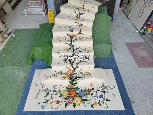 প্রাকৃতিক পাথরের সিঁড়ি অপরিহার্য বিলাসবহুল অ্যান্টি-স্লিপ মার্বেল ট্রিপস ওয়াটারজেট ডিজাইনের সাথে