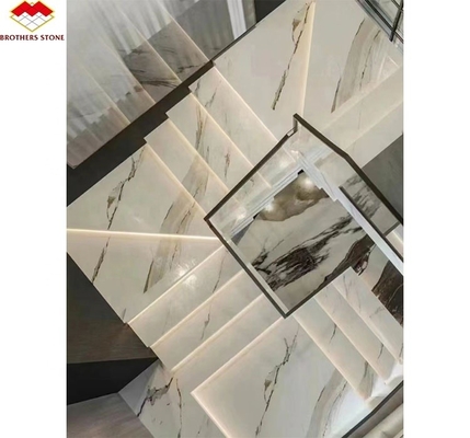 বিভিন্ন রঙের বিলাসবহুল আধুনিক নকশা জন্য কাস্টমাইজড কাটা-টু-আকার sintered পাথর সিঁড়ি