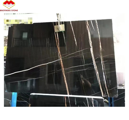 হোটেল টেবিল আধুনিক বড় স্ল্যাব কালো এবং সোনার শিরা মার্বেল মেঝে বহিরাগত লরেন 18mm সঙ্গে
