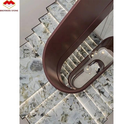 কৃত্রিম পাথরের সিঁড়ি উপাদান আধুনিক নকশা বিলাসবহুল ইনডোর নন স্লিপ মেঝে টাইলস