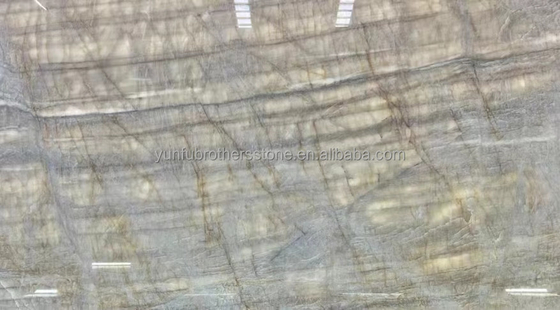 ব্রাজিলিয়ান প্রাকৃতিক ক্রিস্টাল কোয়ার্টজাইট পাথর হালকা বেজ তাজমহল মার্বেল টেবিলের উপরে 18 মিমি