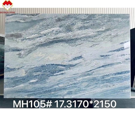 এফওবি ট্রেড ব্যাকলাইট ব্লু রোমা কোয়ার্টজাইট স্ল্যাব ব্রাজিলের ভ্যানিটি কাউন্টারটপের জন্য আদর্শ