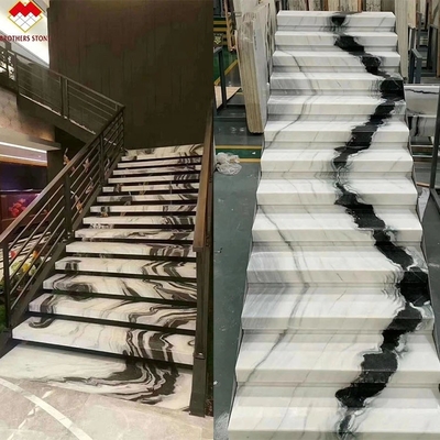 LED আলো এবং অ্যান্টি-স্লিপ ডিজাইনের সাথে ইনডোর হোনড ফিনিস প্রাকৃতিক পাথর স্পাইরাল সিঁড়ি