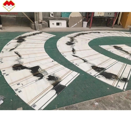 LED আলো এবং অ্যান্টি-স্লিপ ডিজাইনের সাথে ইনডোর হোনড ফিনিস প্রাকৃতিক পাথর স্পাইরাল সিঁড়ি