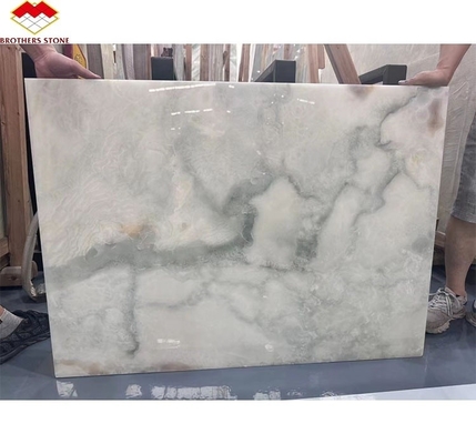 স্বর্ণ এবং নীল Onyx মার্বেল পাথর হোটেল মেঝে জন্য বিলাসিতা প্রাকৃতিক পাথর Jade স্ল্যাব নকশা
