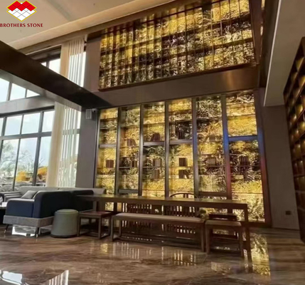 ভিলা এবং হোটেলে আধুনিক স্টাইলের অভ্যন্তরীণ সজ্জা জন্য অতি পাতলা ব্যাকলিট পাথর প্যানেল