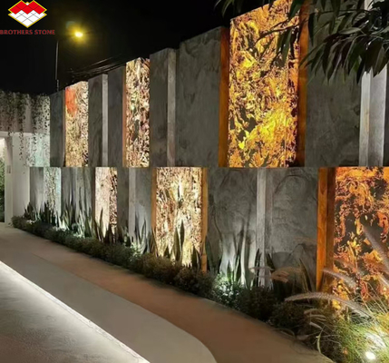 ভিলা এবং হোটেলে আধুনিক স্টাইলের অভ্যন্তরীণ সজ্জা জন্য অতি পাতলা ব্যাকলিট পাথর প্যানেল
