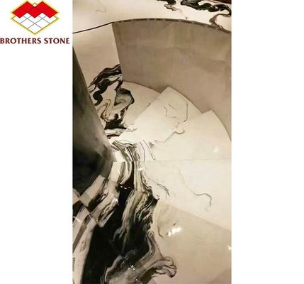 আধুনিক পান্ডা হোয়াইট ক্যালসাইট মার্বেল সিঁড়ি পাথর আলংকারিক মার্বেল সিঁড়ি হলওয়েতে