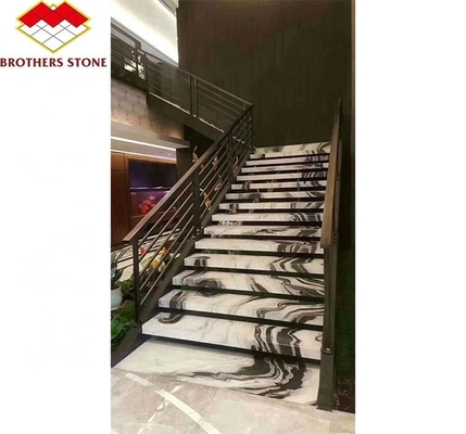আধুনিক পান্ডা হোয়াইট ক্যালসাইট মার্বেল সিঁড়ি পাথর আলংকারিক মার্বেল সিঁড়ি হলওয়েতে