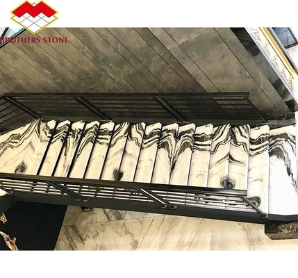 আধুনিক পান্ডা হোয়াইট ক্যালসাইট মার্বেল সিঁড়ি পাথর আলংকারিক মার্বেল সিঁড়ি হলওয়েতে
