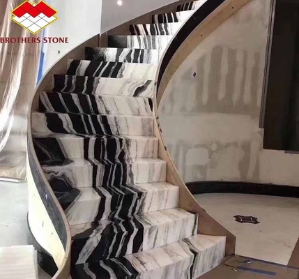 আধুনিক নকশা ইনডোর সিঁড়ি স্টেপ রাইজার ইনডোর জন্য পোলিশ প্রাকৃতিক পাথর উপাদান