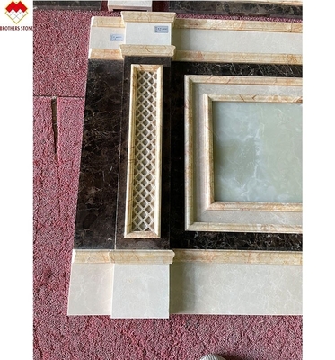 ভিলা পটভূমি প্রাচীর আবরণ আধুনিক নকশায় সবুজ ওনিক্স এবং বেজ মার্বেল পাথর স্ল্যাব