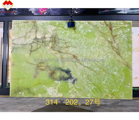 প্রাকৃতিক সবুজ ওনিক্স মার্বেল স্ল্যাব ব্যাকলাইট ওনিক্স ওয়াল আবরণ এবং কাউন্টারটপ জন্য নিখুঁত