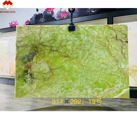 প্রাকৃতিক সবুজ ওনিক্স মার্বেল স্ল্যাব ব্যাকলাইট ওনিক্স ওয়াল আবরণ এবং কাউন্টারটপ জন্য নিখুঁত