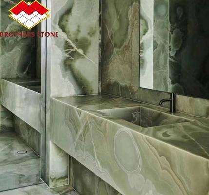 লিভিং রুম ডাইনিং বেডরুম জন্য সূক্ষ্ম সাফায়ার সবুজ Onyx মার্বেল Jade পাথর Slab