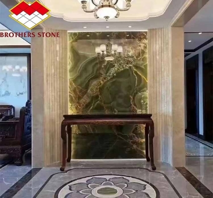 লিভিং রুম ডাইনিং বেডরুম জন্য সূক্ষ্ম সাফায়ার সবুজ Onyx মার্বেল Jade পাথর Slab