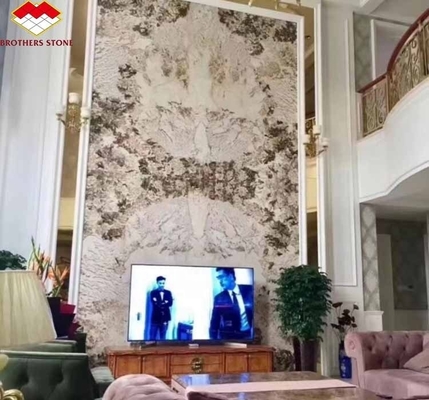 অভ্যন্তরীণ প্রাচীর কাটিয়া আকার গ্লাসযুক্ত স্নো মাউন্টেন সিলভার ফক্স মার্বেল পাথর পোলিশ ফিনিস