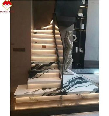 ভিলা সিঁড়ি নকশা পোলিশ পৃষ্ঠের সাথে পান্ডা সাদা মধ্যে Dolomite মার্বেল সিঁড়ি টাইলস