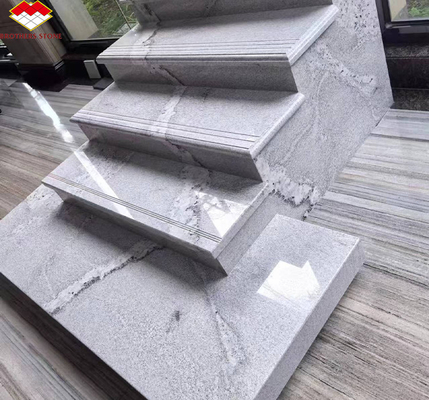 অভ্যন্তরীণ সিঁড়ি স্টেপিং এবং প্রাচীর নকশা জন্য আধুনিক Calacatta হোয়াইট গ্রানাইট স্ল্যাব