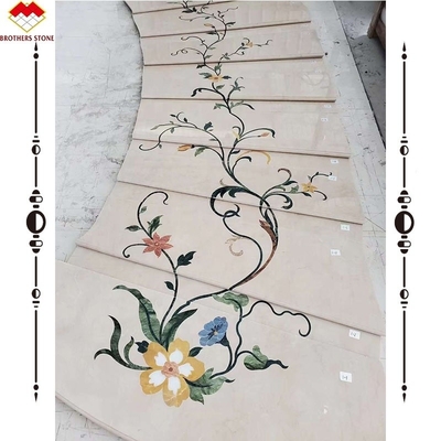 ঘরোয়া অভ্যন্তরের জন্য আধুনিক কাস্টমাইজড মার্বেল ওয়াটারজেট ডিজাইন আর্ক সিঁড়ি