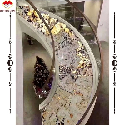 ঘরোয়া অভ্যন্তরের জন্য আধুনিক কাস্টমাইজড মার্বেল ওয়াটারজেট ডিজাইন আর্ক সিঁড়ি