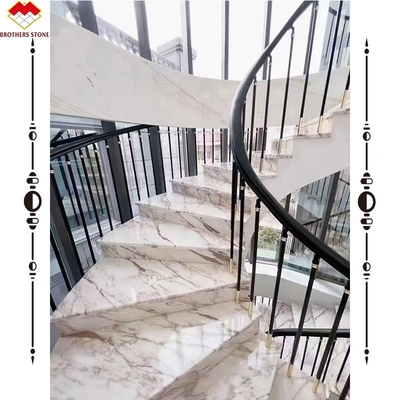 ঘরোয়া অভ্যন্তরের জন্য আধুনিক কাস্টমাইজড মার্বেল ওয়াটারজেট ডিজাইন আর্ক সিঁড়ি