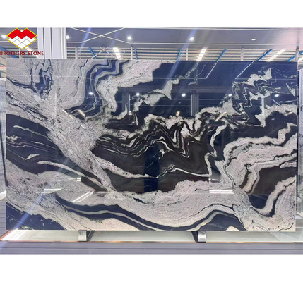 আধুনিক কালো রান্নাঘরের কাউন্টারটপ ক্যাবিনেট সহ পাথর নাম কালি ইমপ্রেশন মার্বেল বড় স্ল্যাব