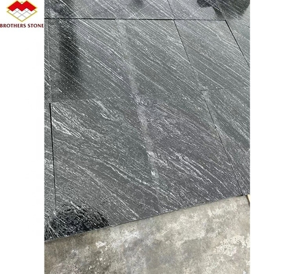 আধুনিক হোটেল ম্যাট সারফেস ফিনিশিং প্রাকৃতিক পাথর সাদা শিরা সহ গাঢ় ধূসর গ্রানাইট সিঁড়ি