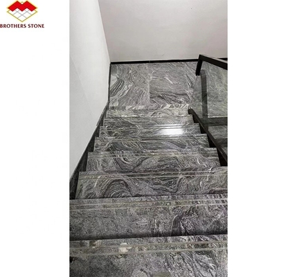 আধুনিক হোটেল ম্যাট সারফেস ফিনিশিং প্রাকৃতিক পাথর সাদা শিরা সহ গাঢ় ধূসর গ্রানাইট সিঁড়ি