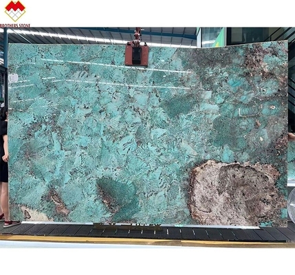 বিগ স্ল্যাব মাল্টিকোলার গ্রিন গুয়াতেমালা গ্রিন মার্বেল ডিনার টেবিল কফি টেবিল ভিলা জন্য