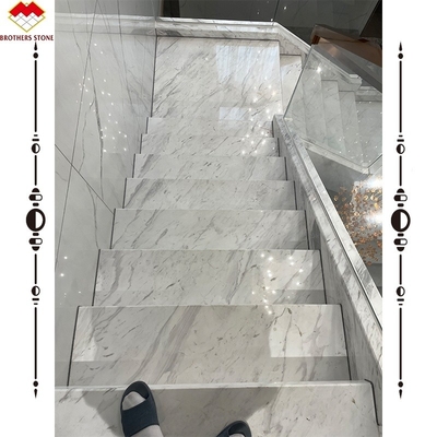 সহজ ইনস্টলেশন বিলাসবহুল হোয়াইট স্টোন ভোলাকাস মার্বেল সিঁড়ি হোটেল সজ্জা জন্য
