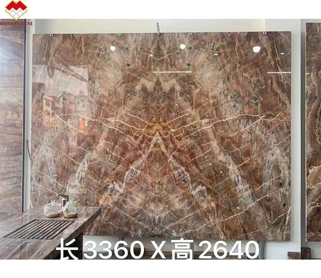 স্বচ্ছ রক্ত-অরেঞ্জ লাল ওনিক্স পাথর সাদা শিরা সহ সিএনএফ লাল কাঠের শিরা মার্বেল ওয়াল প্যানেল