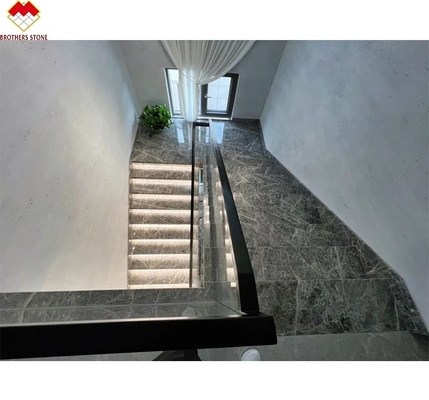 এলইডি সিঁড়ি হালকা সোজা স্পাইরাল মার্বেল স্টেপ প্রাকৃতিক মার্বেল পাথর সিঁড়ি উপাদান সঙ্গে