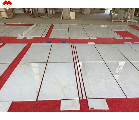 ট্রান্সলুসেন্ট আইস ক্র্যাক পোলিশ ফিনিস হোয়াইট ওনিক্স মার্বেল টাইলস ভিলার দেয়ালের জন্য 30 * 60 সেমি