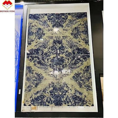 বড় স্ল্যাব বা আকার কাটা জন্য কাস্টমাইজড বলিভিয়া নীল স্বচ্ছ Sodalite Onyx মার্বেল