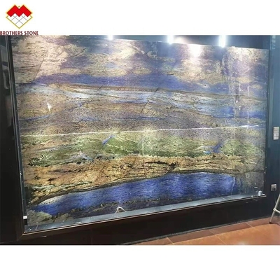 পোলিশ ড্রিম সাফায়ার ব্লু ওনিক্স কোয়ার্টজাইট স্ল্যাব বিলাসবহুল পাথর ব্যাকলাইট স্বচ্ছ