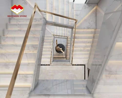 কাস্টমাইজড আকার এবং অ্যান্টি-স্লিপ বৈশিষ্ট্য সহ ইনডোর প্রাকৃতিক মার্বেল স্টোন সিঁড়ি স্টেপ কভার