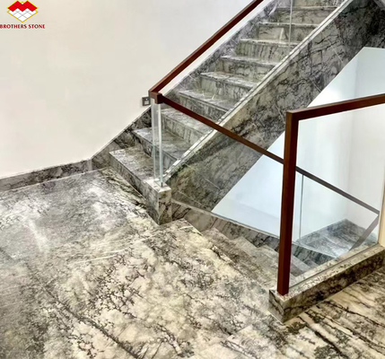 গ্রাফিক ডিজাইন লিভিং রুমের জন্য প্রাকৃতিক পাথর ইতালিয়ান সিলভার ফায়ার মার্বেল ফ্লোর টাইলস
