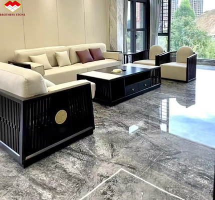 গ্রাফিক ডিজাইন লিভিং রুমের জন্য প্রাকৃতিক পাথর ইতালিয়ান সিলভার ফায়ার মার্বেল ফ্লোর টাইলস