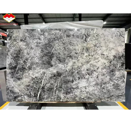 ইতালীয় প্রাকৃতিক পাথর সিলভার ফায়ার কালো ধূসর চেহারা মার্বেল টেক্সচারযুক্ত স্ল্যাব হোম ওয়াল প্যানেলের জন্য