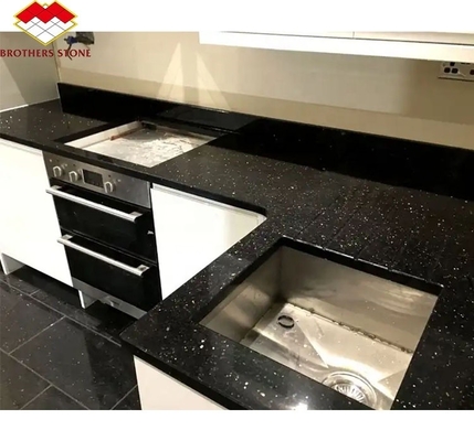 হোটেল রান্নাঘর কাউন্টারটপ এবং সিঁড়ি কাটিয়া আকার ভারতীয় ব্ল্যাক স্টার গ্যালাক্সি গ্রানাইট স্ল্যাব