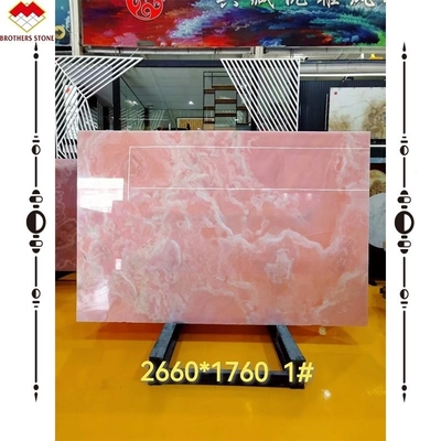 বড় স্ল্যাব ওনিক্স মার্বেল অত্যাশ্চর্য সাদা গোলাপী ওনিক্স পাথর দেয়াল প্যানেল এবং টেবিলের উপরে জন্য